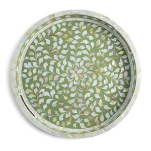 Jodhpur Mother of Pearl Tray - Olive, 18"