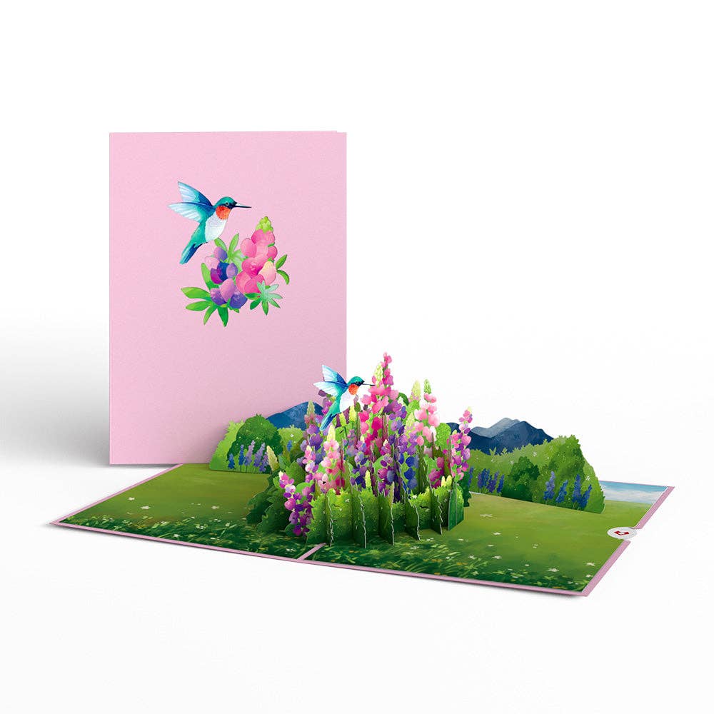 Lovepop Lupine Hummingbird Pop-Up Card