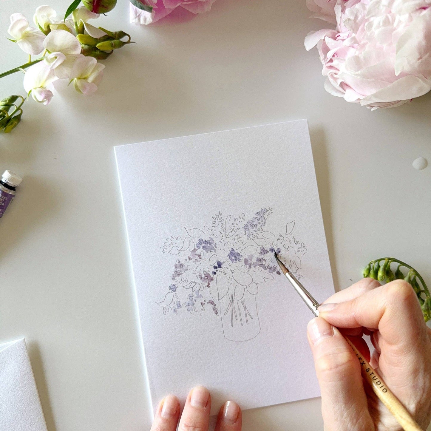emily lex studio Bouquets Paintable Notecards