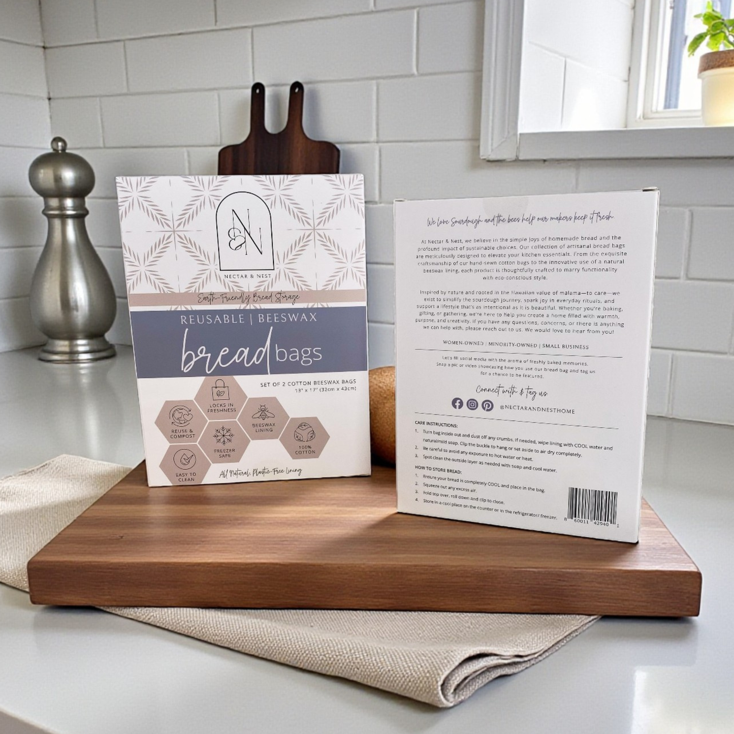 Nectar & Nest Reusable Beeswax Bread Bags