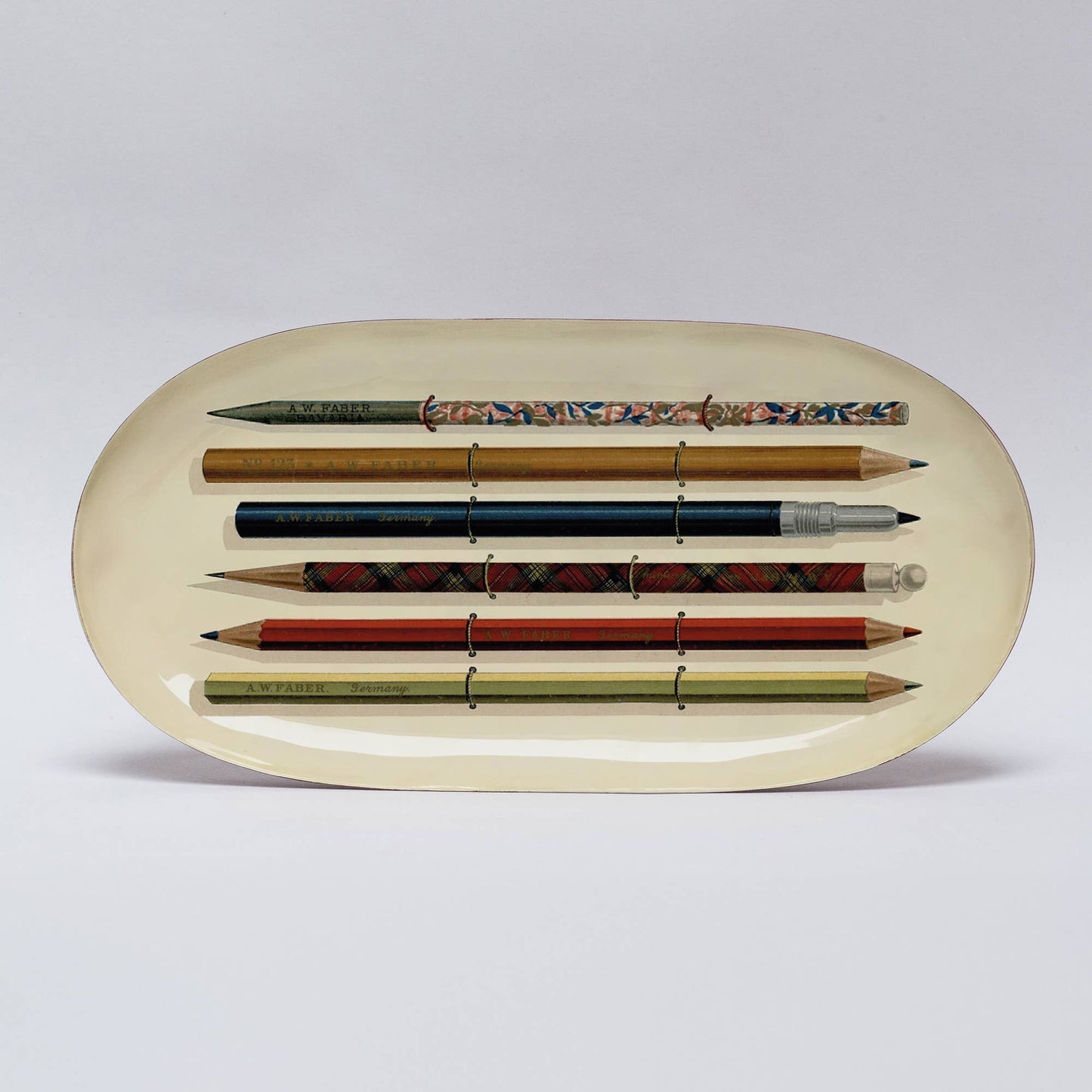 Roomytown Oval Enamel Tray, Vintage Pencils