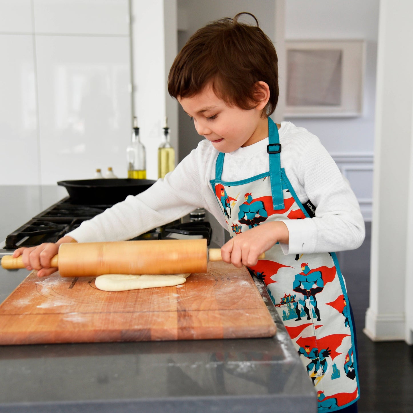 Urban Infant - Little Helper Kids Apron, Washable Cotton/Poly - Dinosaurs