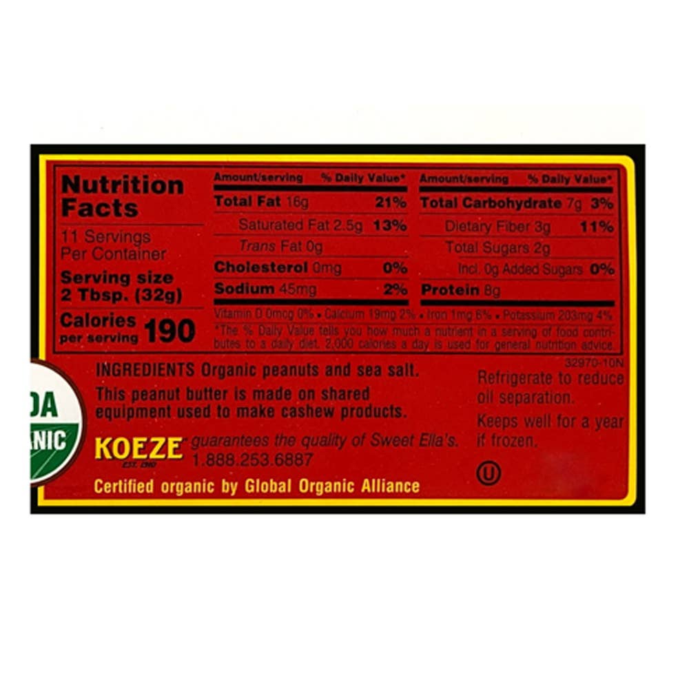 Koeze - Sweet Ella's Organic Crunchy Peanut Butter