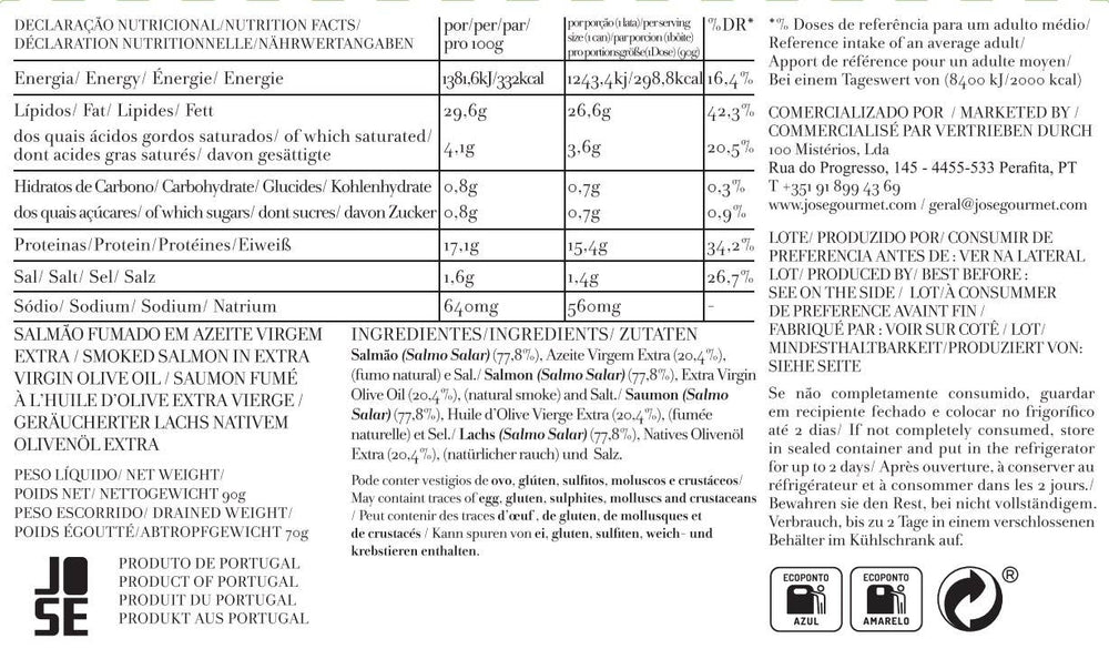José Gourmet - Jose Gourmet Smoked Salmon in Extra Virgin Olive Oil, 90g