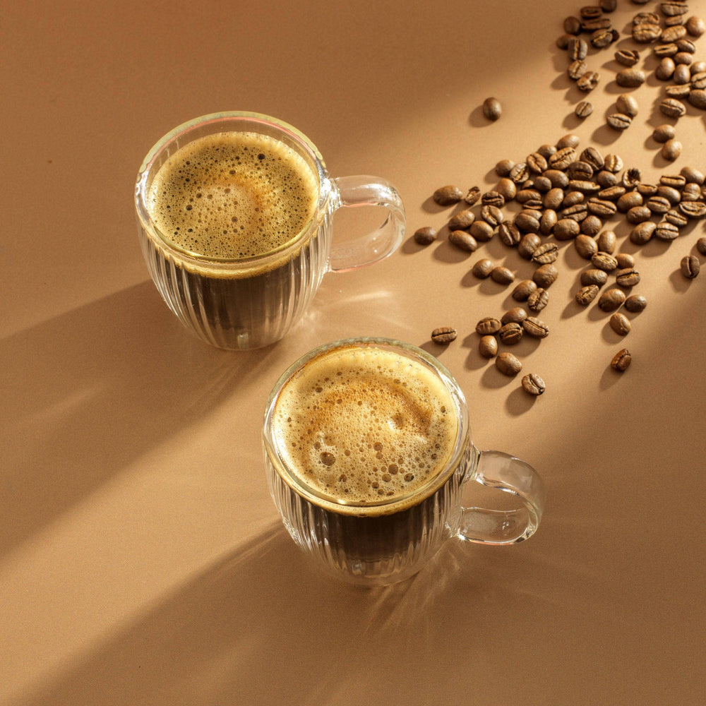 JoyJolt - Fluted Savor Double Wall Espresso Glasses 5.4oz - Set of 2