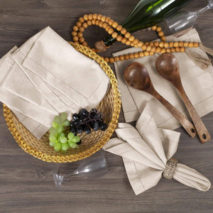 Flax Linen Natural Beige Cotton Cloth Napkin, 18x18, Set of 12