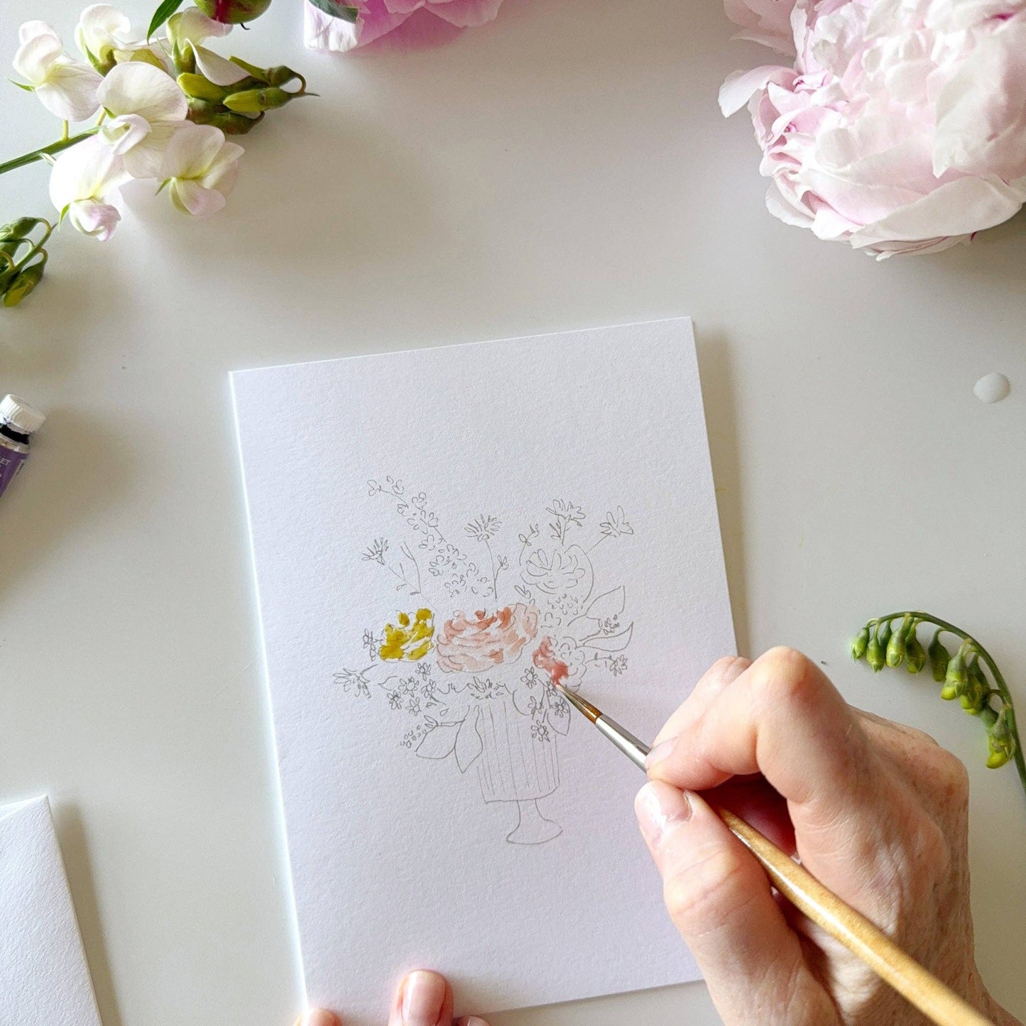 emily lex studio Bouquets Paintable Notecards