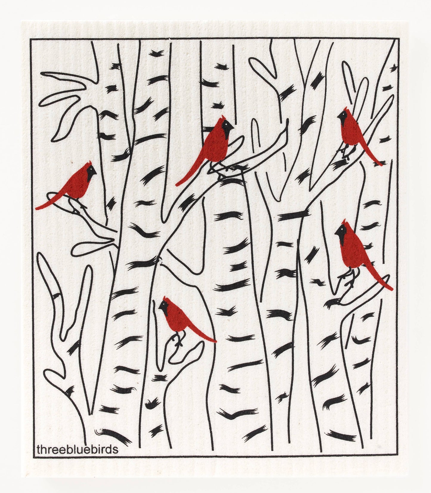 Three Bluebirds Swedish Dishcloths - Winter Cardinals Swedish Dishcloth