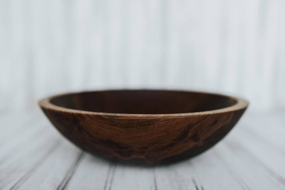 Natural Beech Bowl/Dark Walnut & Oil Finish, 12”