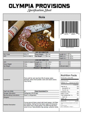 Olympia Provisions Nola Salami, 4.2 oz