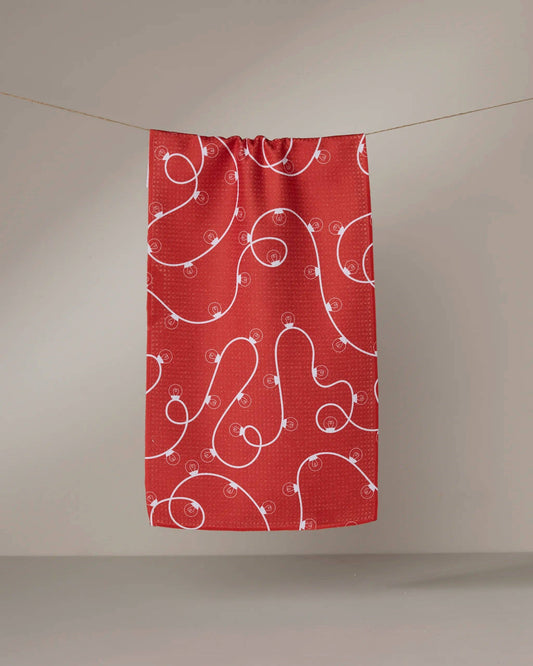 Geometry - Red Holiday Lights Bar Towel