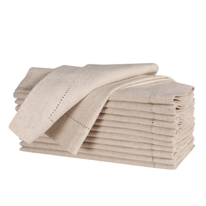 Flax Linen Natural Beige Cotton Cloth Napkin, 18x18, Set of 12