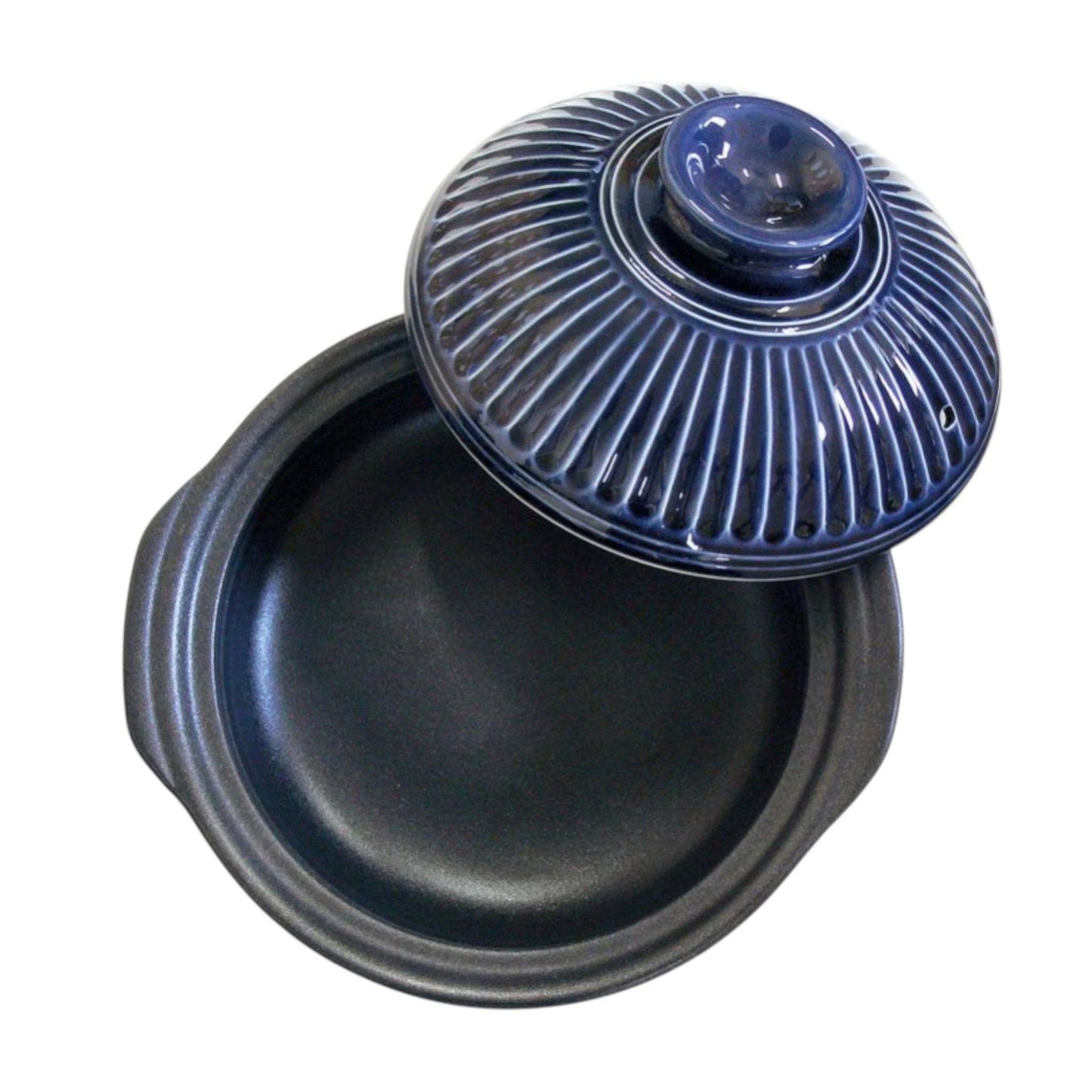 Urban Tokyo Banko Ware Ginpo Donabe Hot Pot Kikuhana Design, Navy Blue
