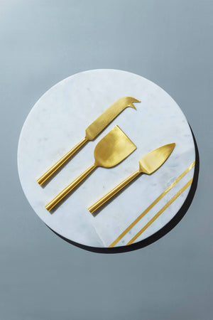 Bavaria Marble Cheese Board with Gold Knives