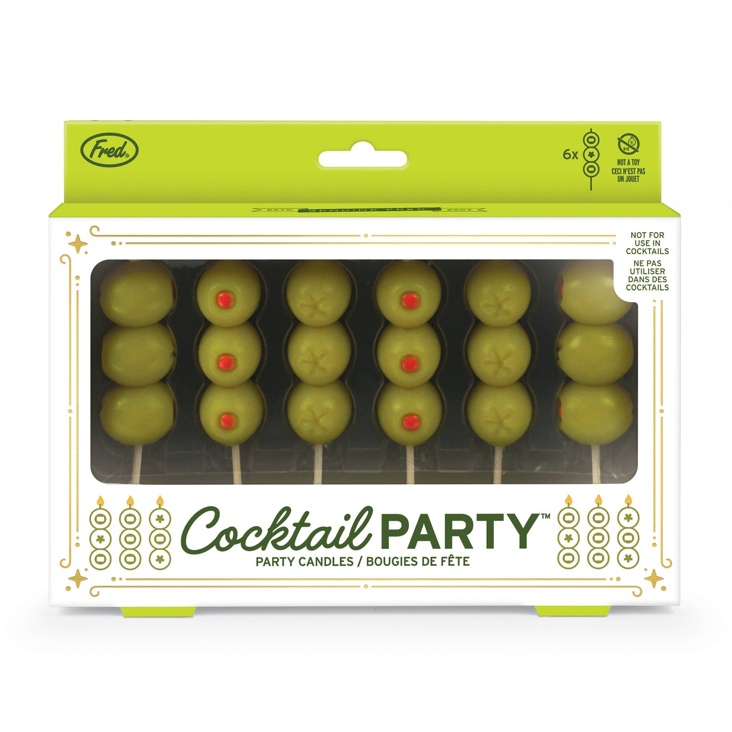 Fred & Friends Cocktail Party Olive Candles, Set of 6