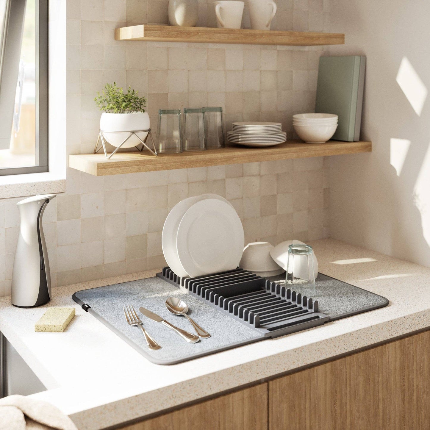 UDry Dish Rack with Drying Mat