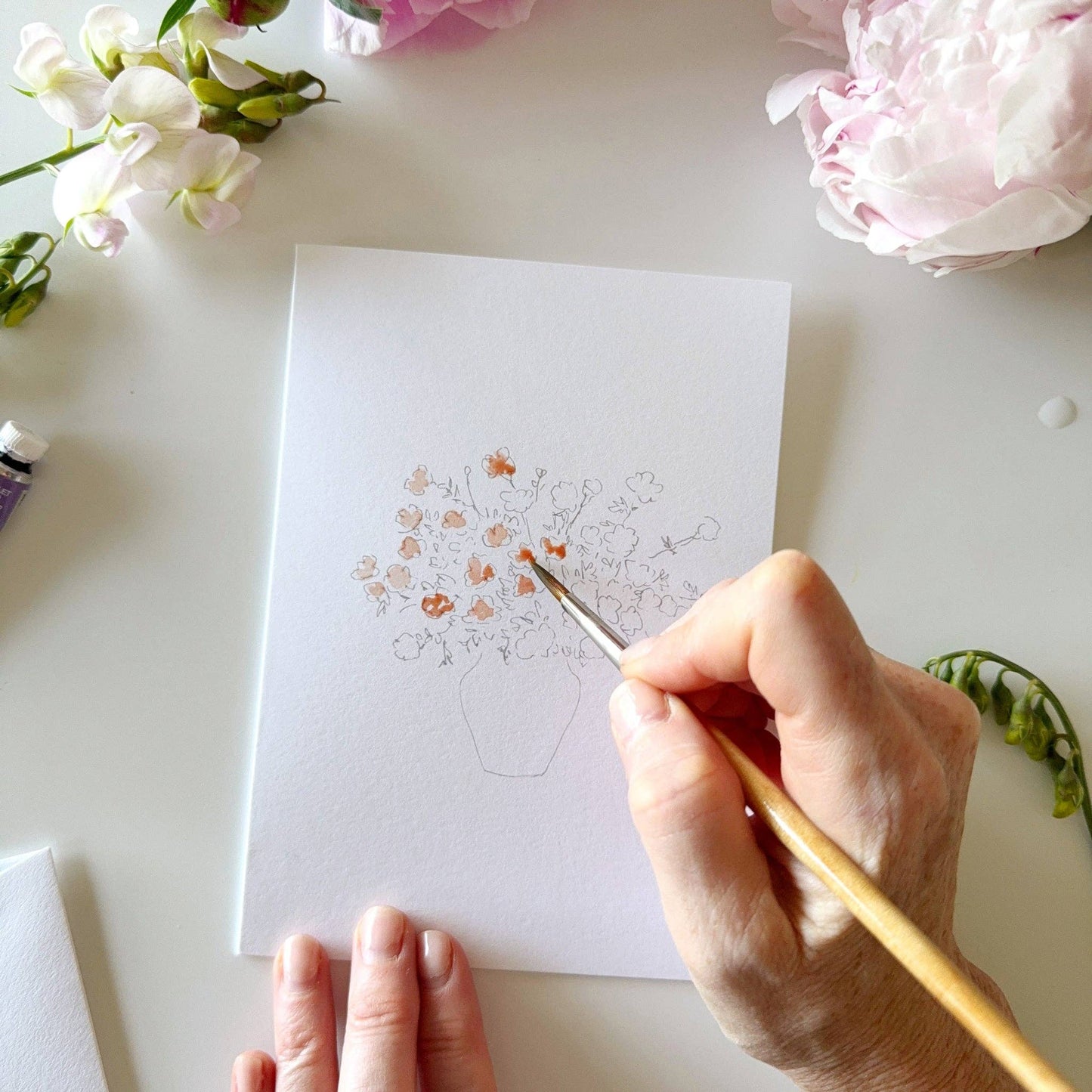 emily lex studio Bouquets Paintable Notecards