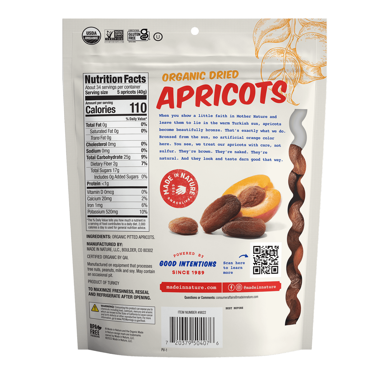 Made In Nature Dried Apricots, 6oz