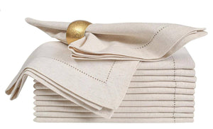 Flax Linen Natural Beige Cotton Cloth Napkin, 18x18, Set of 12
