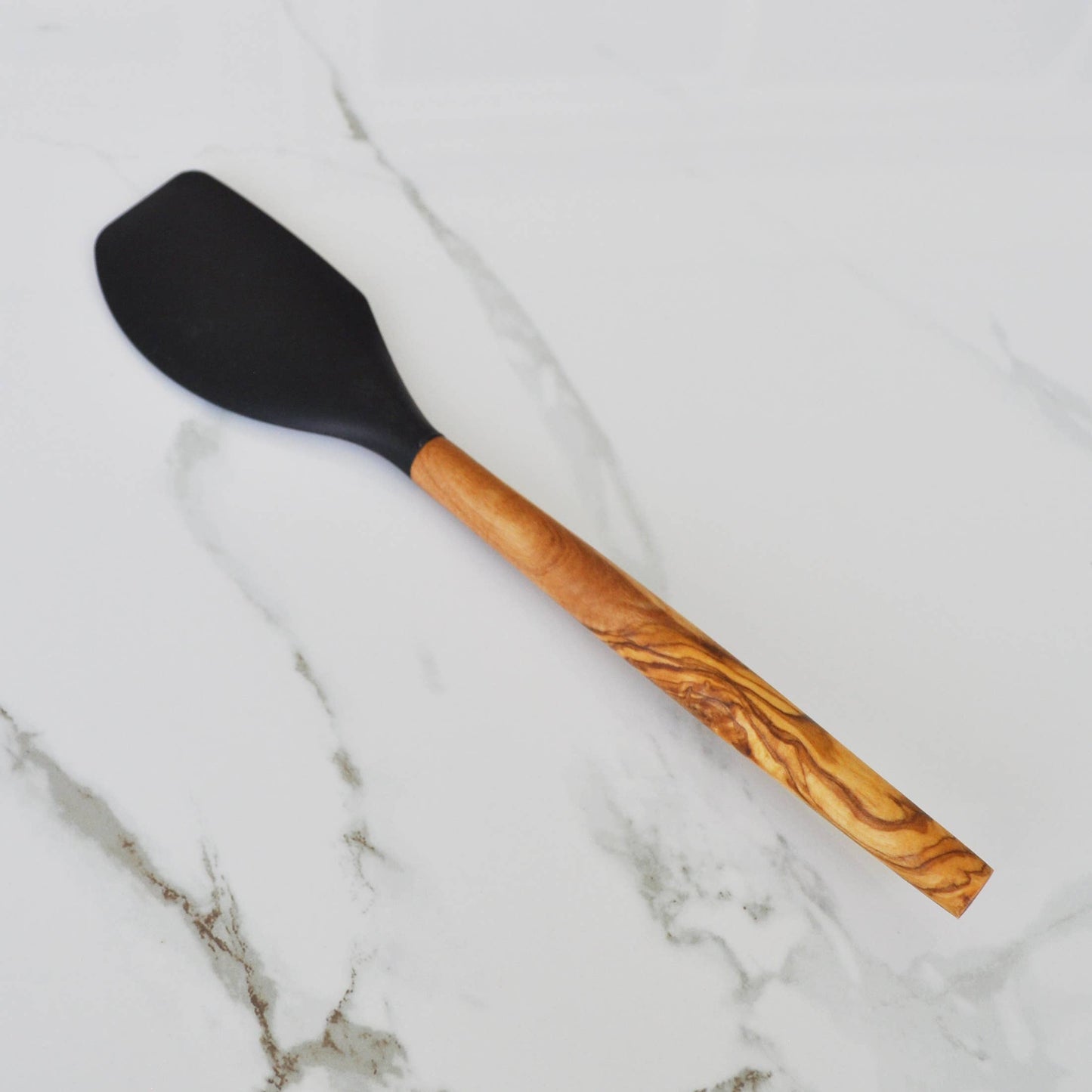 Black Silicone Spatula with Olive Wood Handle, 12"