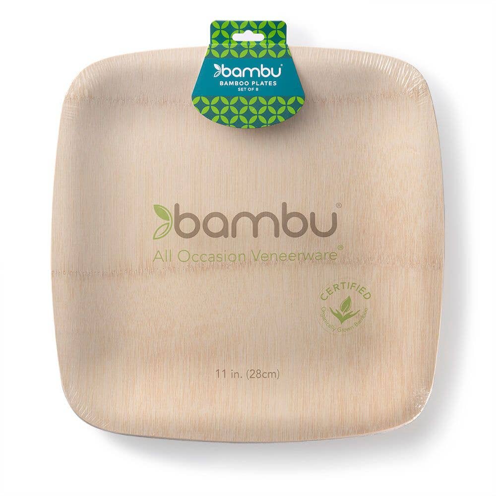 bambu® Disposable Bamboo Square Plates, 9"