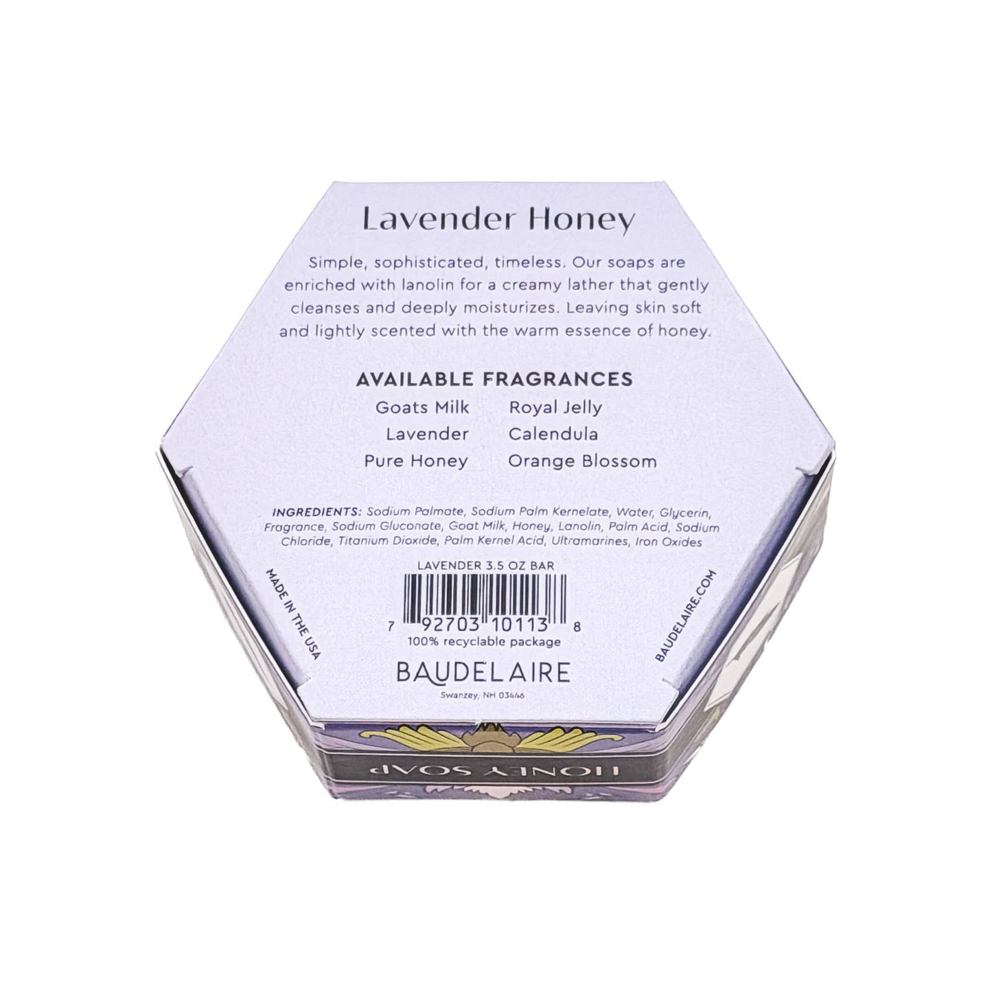 Baudelaire Lavender Honey Soap, 3.5oz