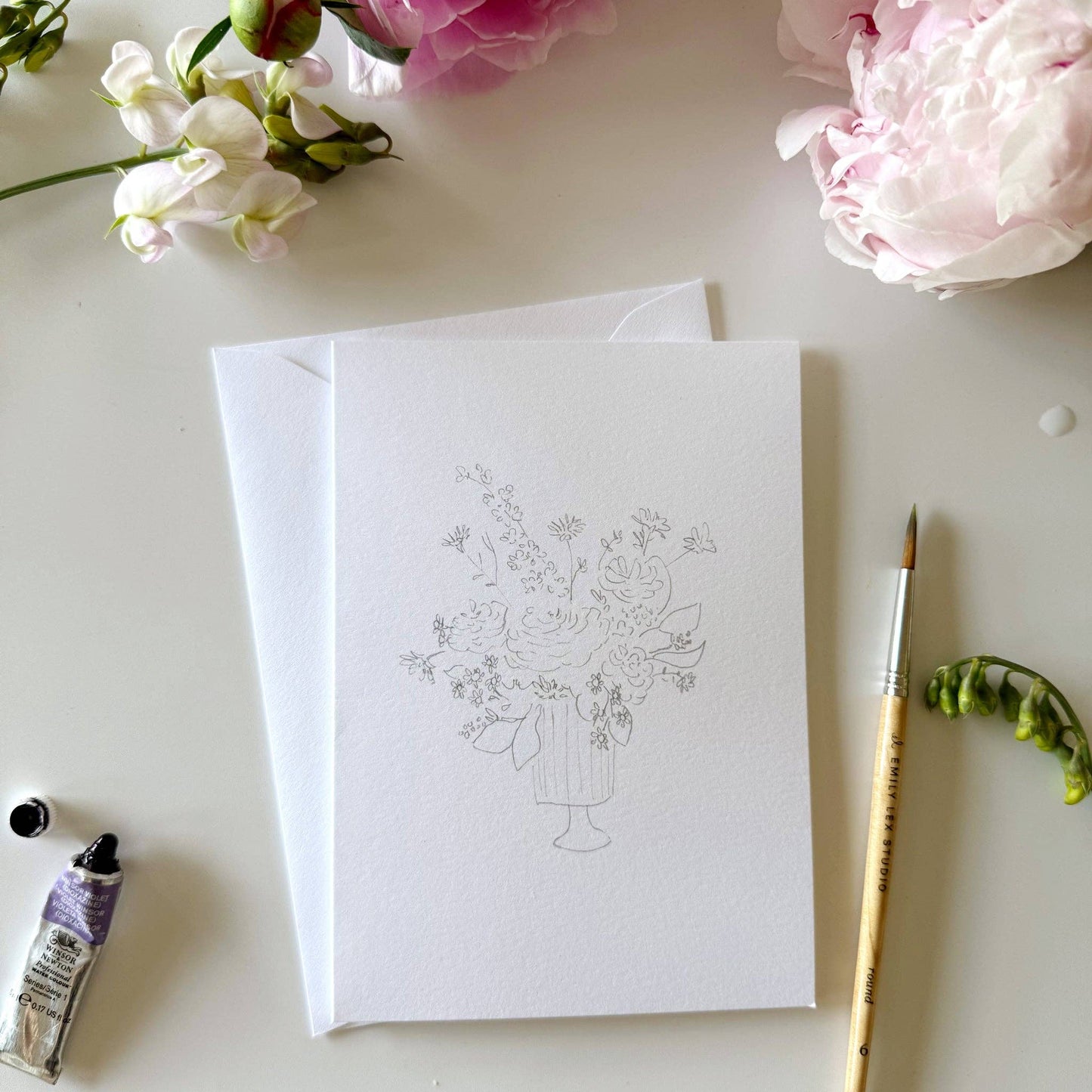 emily lex studio Bouquets Paintable Notecards