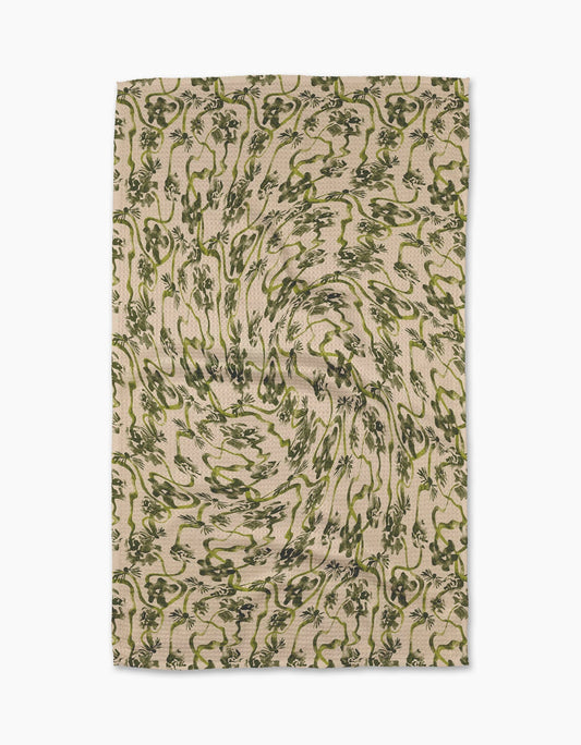 Geometry - Floral Swirls Green Tea Towel
