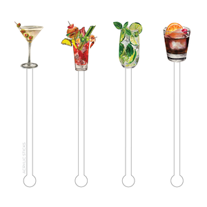 It's 5 O'clock Somewhere Acrylic Stir Stick, Set of 4