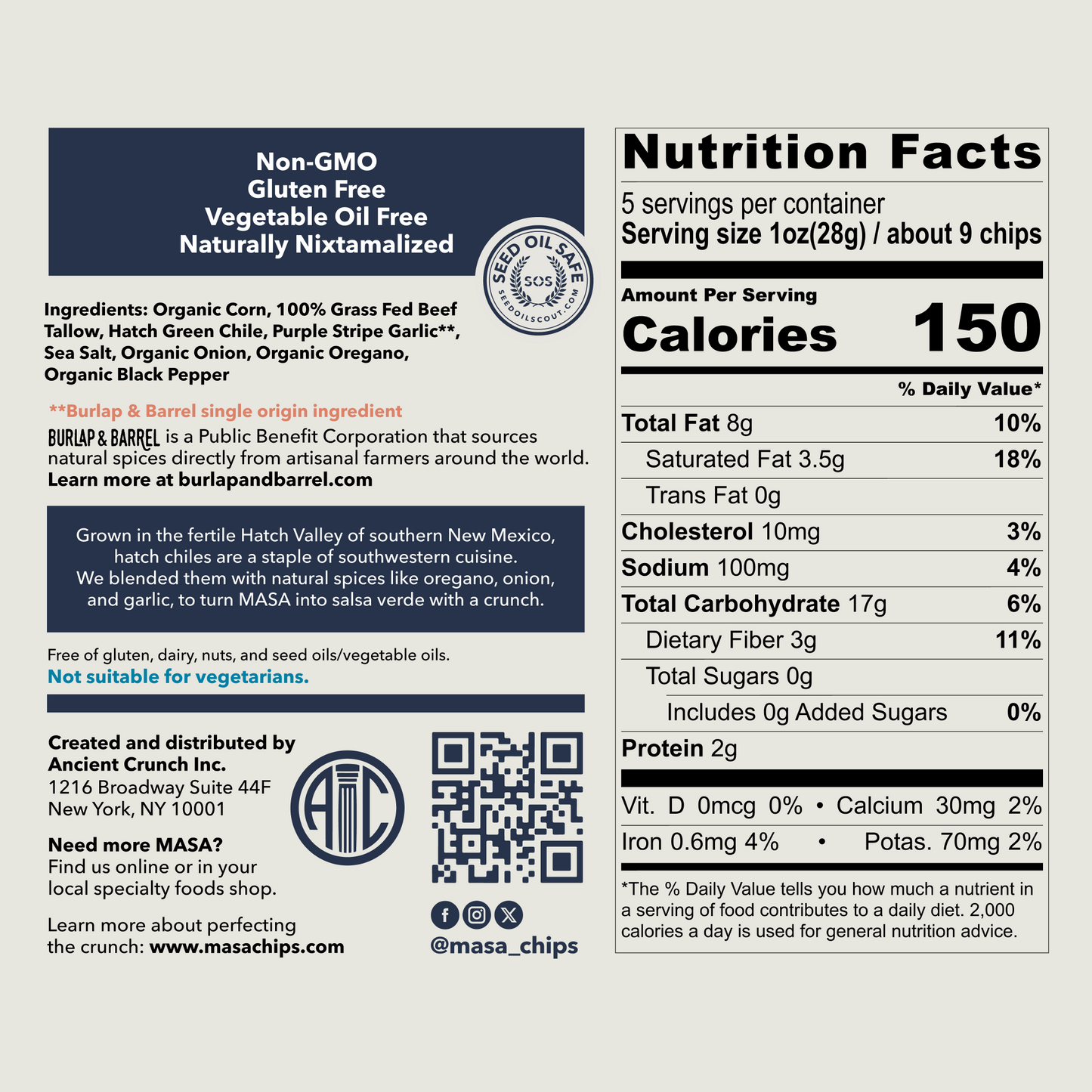 MASA Tortilla Chips, Hatch Chile