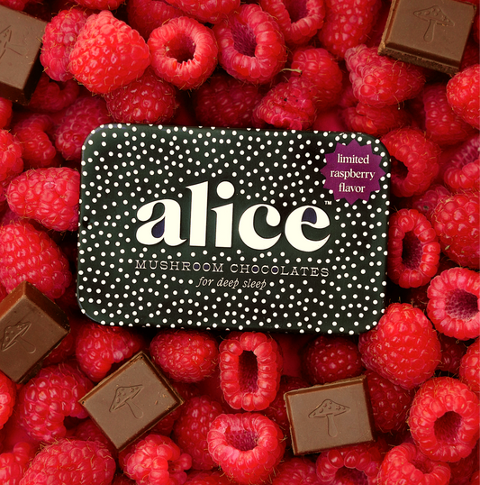 Alice Mushrooms - LIMITED EDITION FLAVOR - Raspberry Nightcap Mushroom Chocolates for Deep Sleep