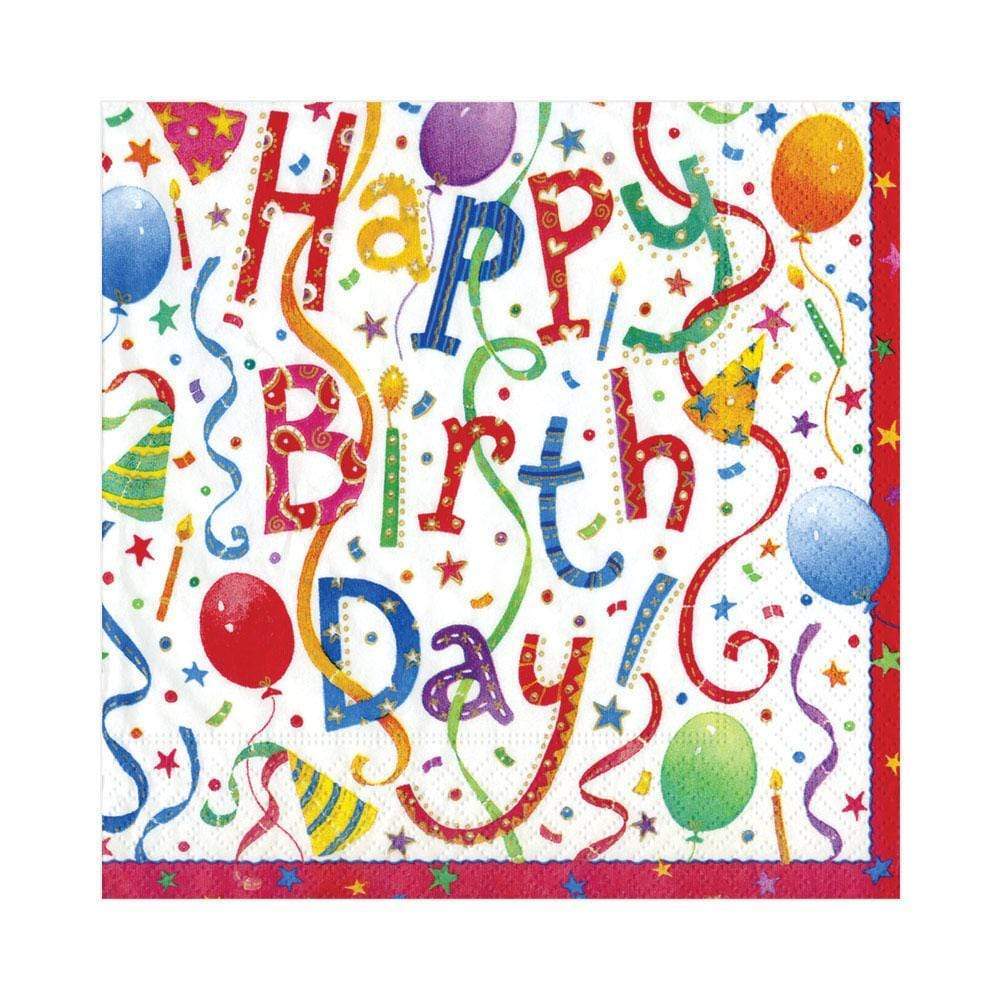 Caspari Happy Birthday Luncheon Napkins, Set of 20