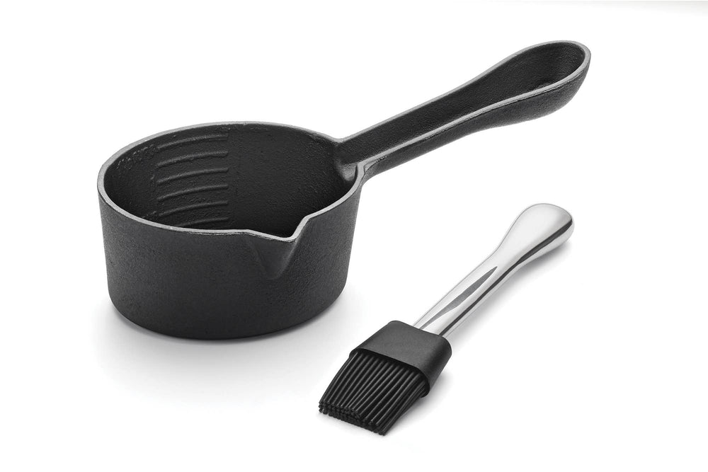 Cast Iron Sauce Pot with Nesting Silicone Basting Brush