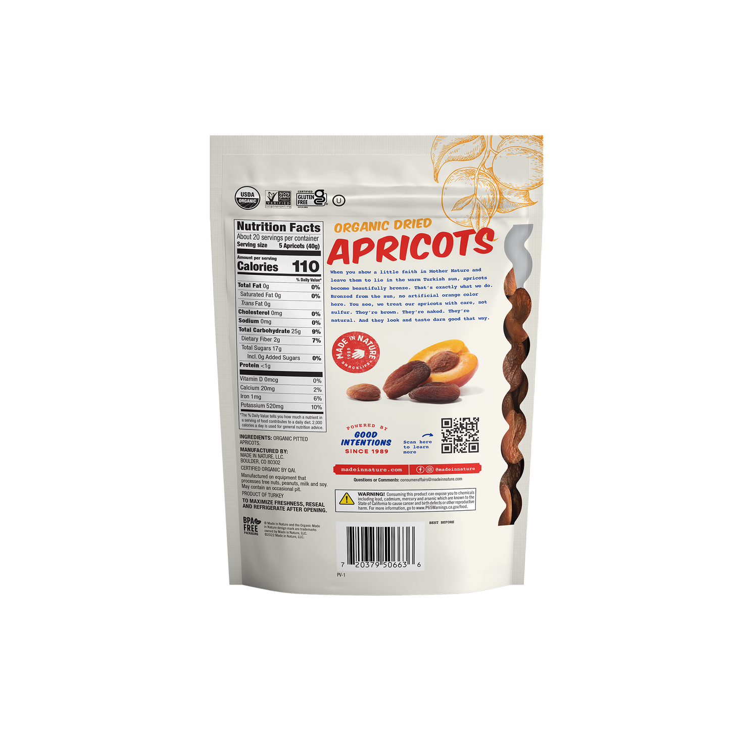 Made In Nature Dried Apricots, 6oz