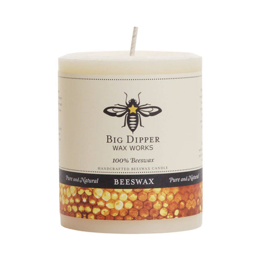 Big Dipper Wax Works Pillar Candles 100% Pure Beeswax, Ivory