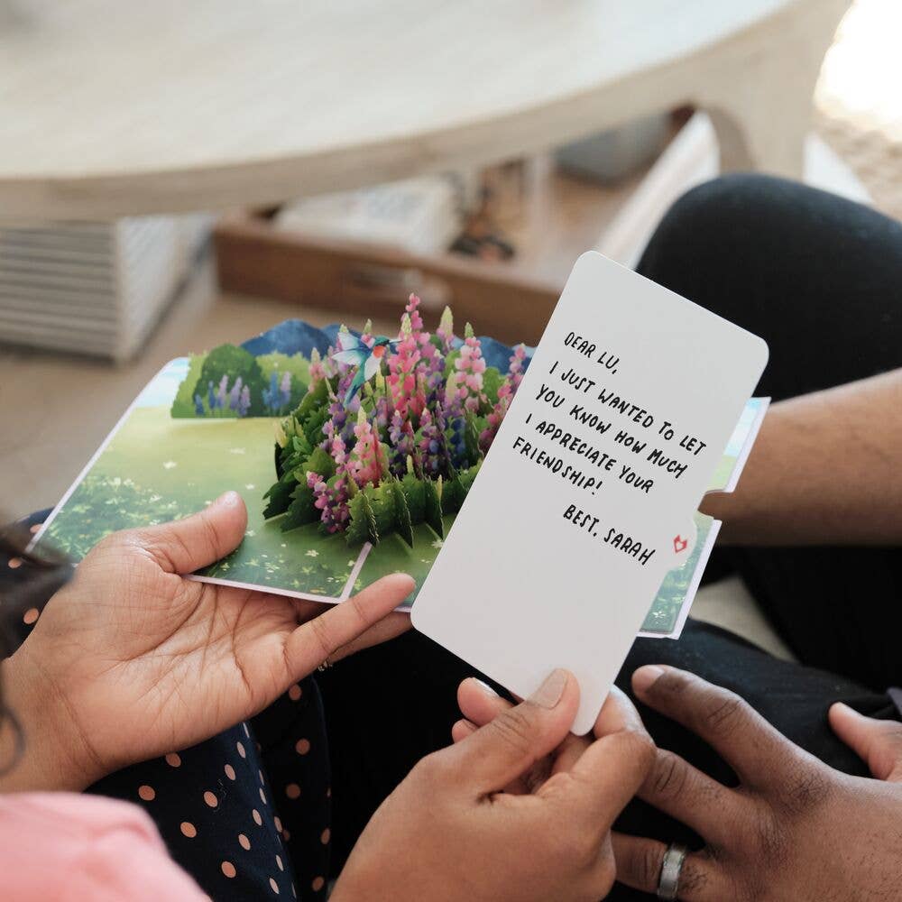 Lovepop Lupine Hummingbird Pop-Up Card