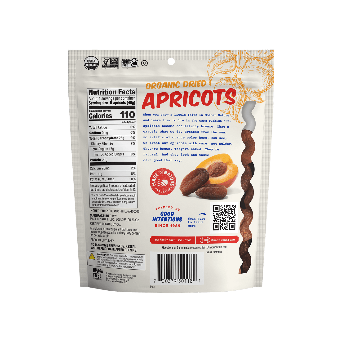 Made In Nature Dried Apricots, 6oz