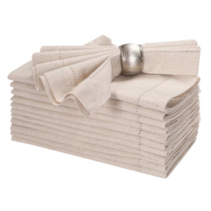 Flax Linen Natural Beige Cotton Cloth Napkin, 18x18, Set of 12