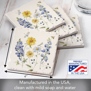 Lovely Blues Absorbent Tumbled Tile Coaster, Set of 4