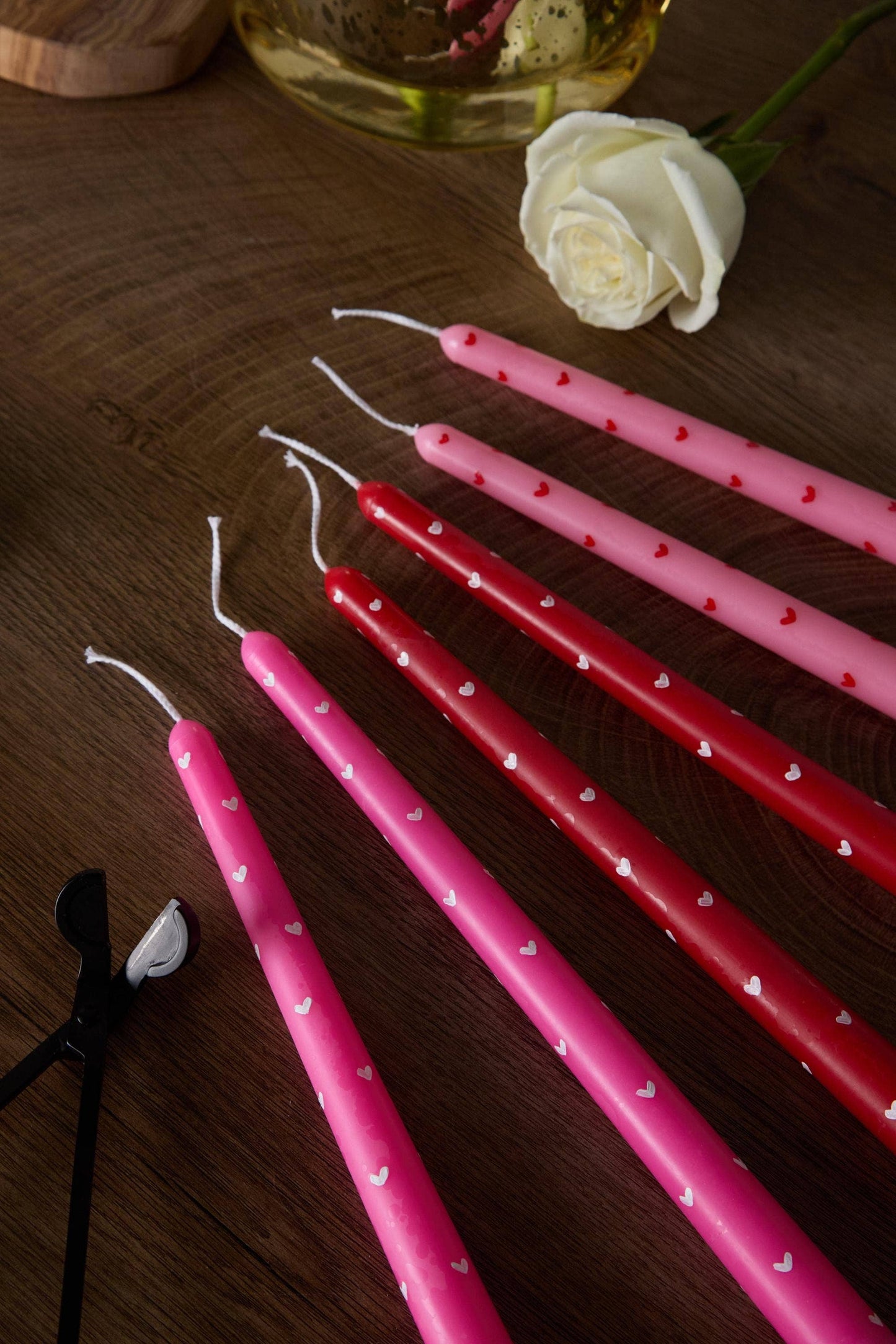 Hand-Painted Heart Taper Candle,  10”