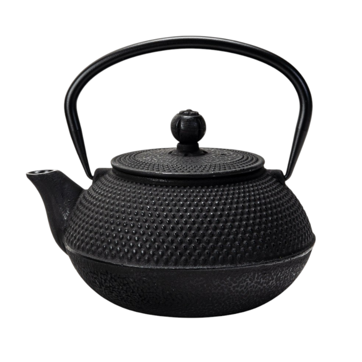 Hobnail Design Cast Iron Tea Pot, Black