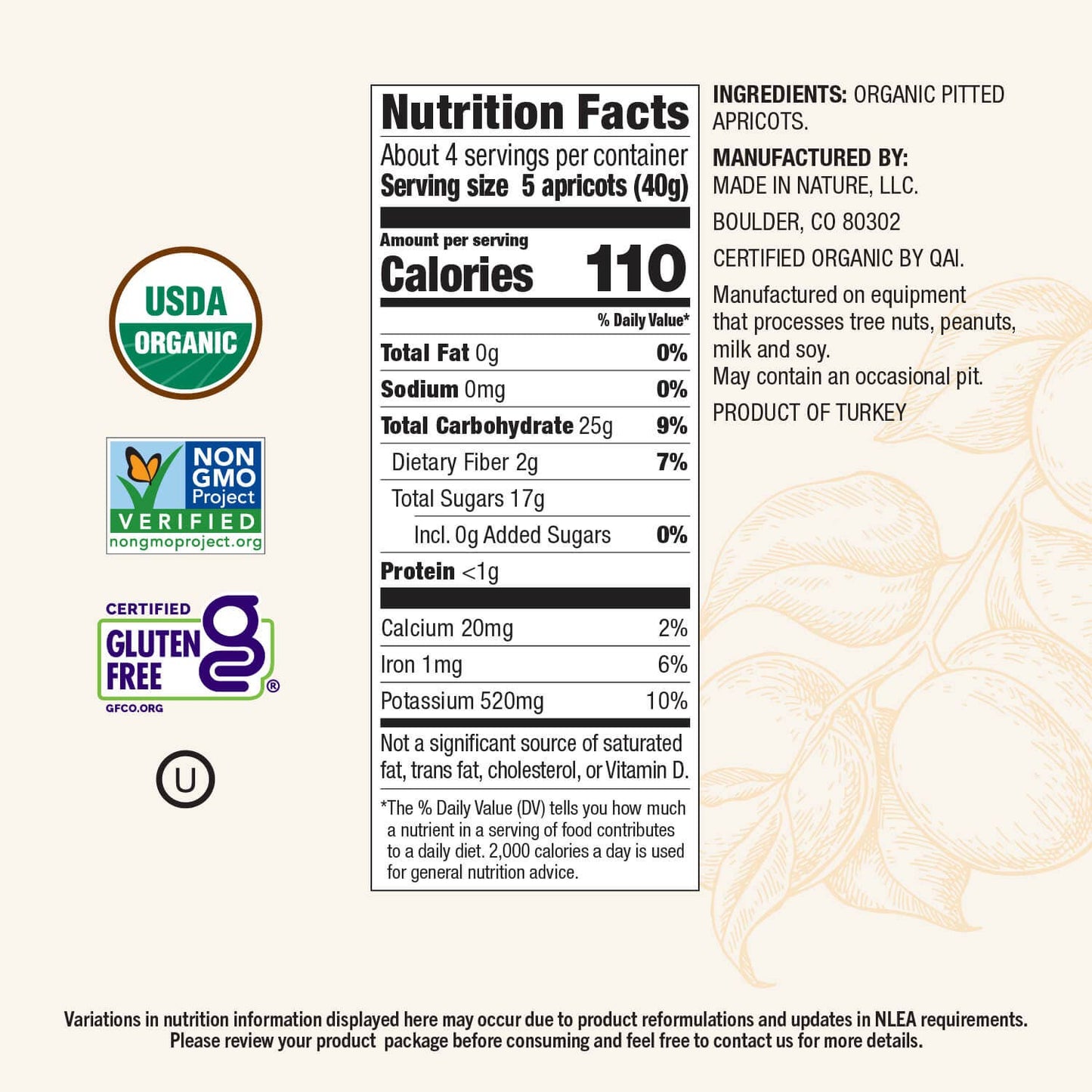 Made In Nature Dried Apricots, 6oz