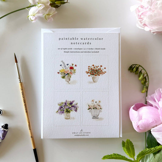 emily lex studio Bouquets Paintable Notecards