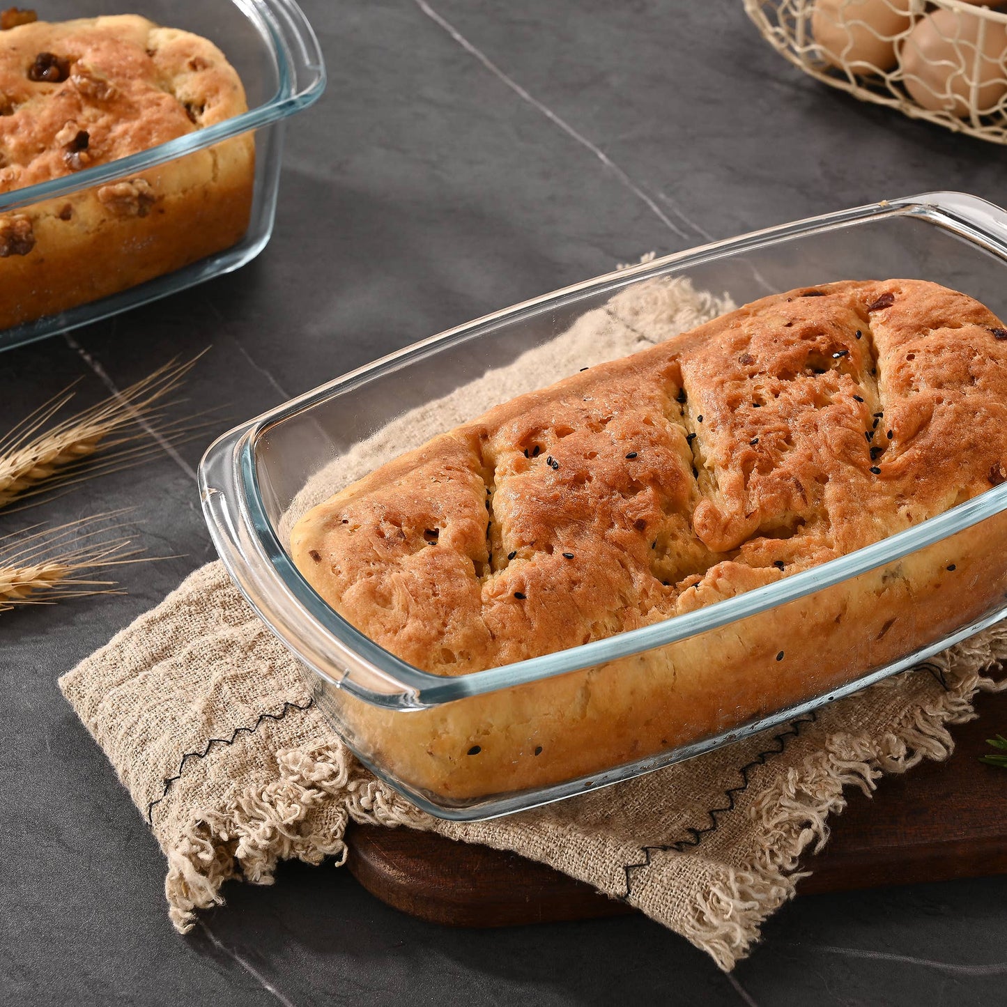 Fox Run Glass Loaf Pans with Lids, Set of 2