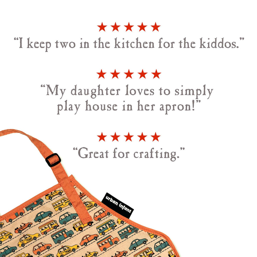 Urban Infant - Little Helper Kids Apron, Washable Cotton/Poly - Traffic