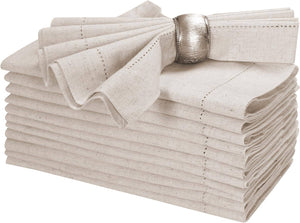 Flax Linen Natural Beige Cotton Cloth Napkin, 18x18, Set of 12