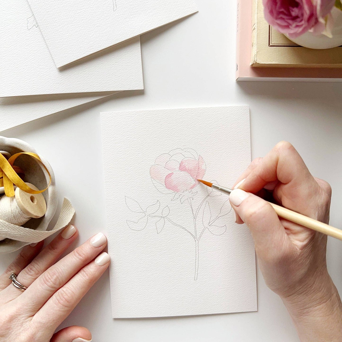 emily lex studio Garden Flowers Paintable Watercolor Notecard Set