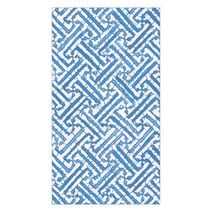 Caspari Fretwork Blue Guest Towel Napkins, Set of 15