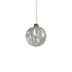 Antique Silver Glass Ball Ornament