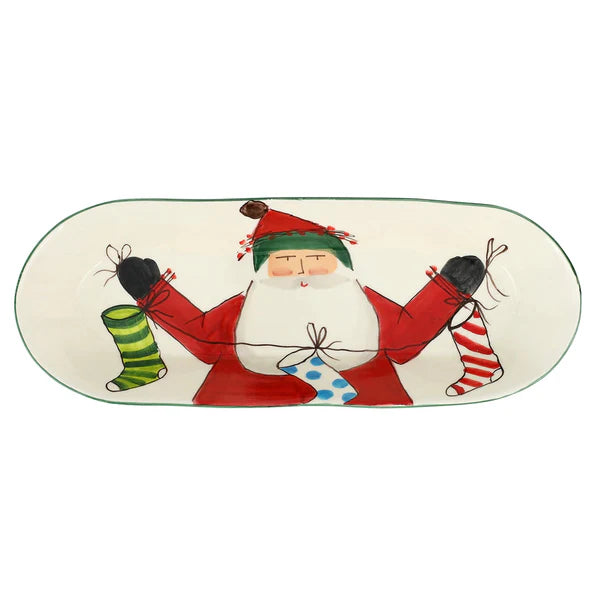 Vietri Old St. Nick Bread Server With Stockings